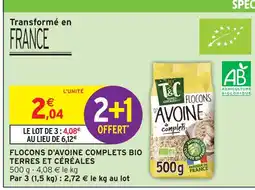 Intermarché Terres et céréales flocons d'avoine complets bio offre