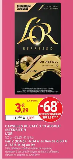 Intermarché L'or capsules de café absolu intensité 9 offre