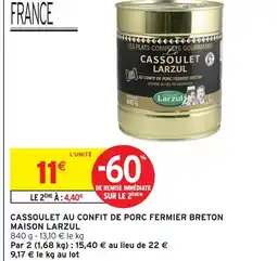 Intermarché Maison larzul cassoulet au confit de porc fermier breton offre