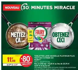 Intermarché Fairy tablettes lave-vaisselle platinum plus tout en 1 citron x31 offre