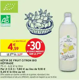 Intermarché Kéfirade kéfir de fruit citron bio offre