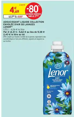 Intermarché Lenor adoucissant liquide collection envolée d'air 55 lavages offre