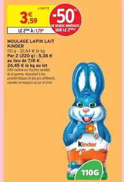 Intermarché Kinder moulage lapin lait offre