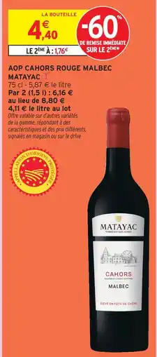 Intermarché Matayac aop cahors rouge malbec offre