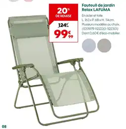 Truffaut Lafuma fauteuil de jardin relax offre
