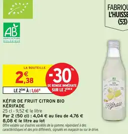 Intermarché Kérifade kéfir de fruit citron bio offre