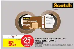 Intermarché Scotch lot de 2 rubans d'emballage 100m x 48mm havane offre