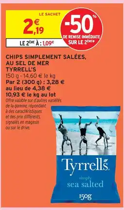 Intermarché Tyrrell's chips simplement salées, au sel de mer offre