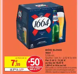 Intermarché 1664 bière blonde offre