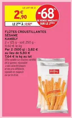 Intermarché Kambly flûtes croustillantes sésame offre