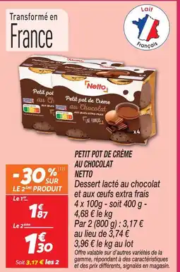 Netto Netto petit pot de crème au chocolat offre