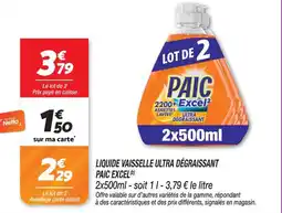 Netto Paic excel liquide vaisselle ultra dégraissant offre