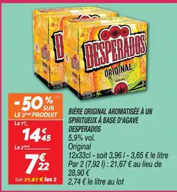 Netto Desperados bière original aromatisée à un spiritueux à base d'agave offre