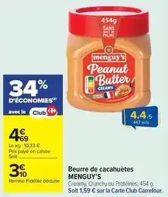 Carrefour Drive Menguy's - beurre de cacahuètes offre