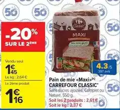Carrefour Drive Carrefour - pain de mie maxi offre