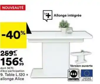 BUT Table L.120 + allonge alice offre