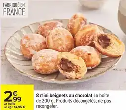 Carrefour 8 mini beignets au chocolat la boîte offre