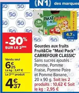 Carrefour Carrefour - gourdes aux fruits fruit&cie maxi pack classic' offre