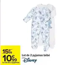 Carrefour Disney - lot de 2 pyjamas bébé offre