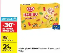 Carrefour Miko - sticks glacés vanille et fraise offre
