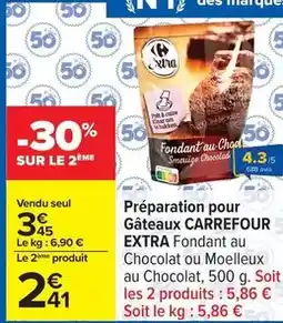 Carrefour Carrefour - préparation pour gateaux extra fondant au chocolat ou moelleux au chocolat offre