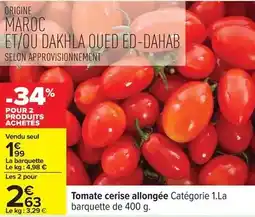 Carrefour Tomate cerise allongee categorie 1.la offre