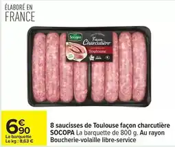 Carrefour Socopa - 8 saucisses de toulouse façon charcutière offre