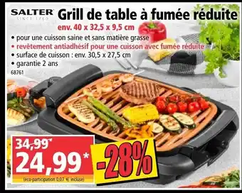 Norma Grill de table à fumée réduite offre