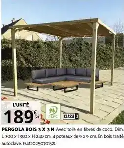 Bricomarché PERGOLA BOIS 3 X 3 M offre