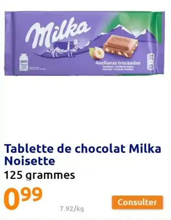 Action Tablette de chocolat milka noisette offre