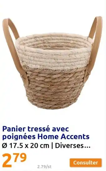 Action Panier tressé avec poignées home accents offre