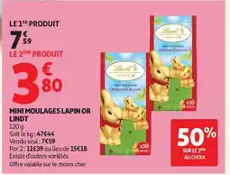 Auchan MINI MOULAGES LAPIN OR LINDT offre