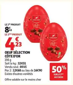 Auchan OEUF SÉLECTION CÔTE D'OR offre