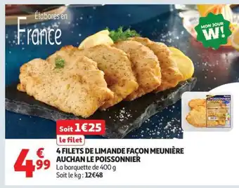 Auchan 4 FILETS DE LIMANDE FAÇON MEUNIÈRE AUCHAN LE POISSONNIER offre