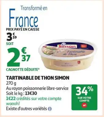 Auchan Tartinable De Thon Simon offre