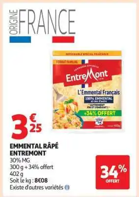 Auchan Emmental Râpé Entremont offre