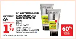 Auchan GEL COIFFANT MINERAL FX FIXATION ULTRA FORTE 24H L'OREAL PARIS offre