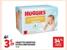 Auchan LINGETTES SENSITIVE EXTRA CARE HUGGIES offre