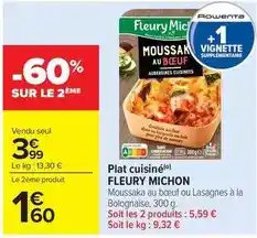 Carrefour Drive Fleury michon - plat cuisiné offre