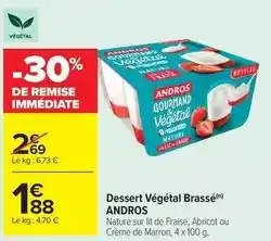 Carrefour Drive Andros - dessert végétal brassé offre