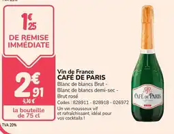 Promocash Vin de france cafe de paris offre