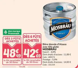 Promocash Bière blonde d'alsace avec tête plate mosbrau offre