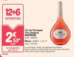 Promocash Vin du portugal the original mateus offre