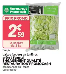 Promocash Laitue iceberg en lanières prête à l'emploi engagement qualité restauration promocash offre