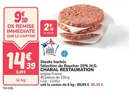 Promocash Steaks hachés sélection du boucher 15% m.g. charal restauration offre