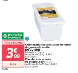 Promocash Crème glacée à la vanille avec morceaux de gousses de vanille en cuisine offre
