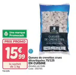 Promocash Queues de crevettes crues décortiquées 75/125 en cuisine offre