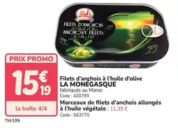 Promocash Filets d'anchois à l'huile d'olive la monegasque offre