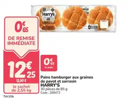 Promocash Pains hamburger aux graines de pavot et sarrasin harry's offre
