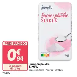 Promocash Sucre en poudre simpl offre